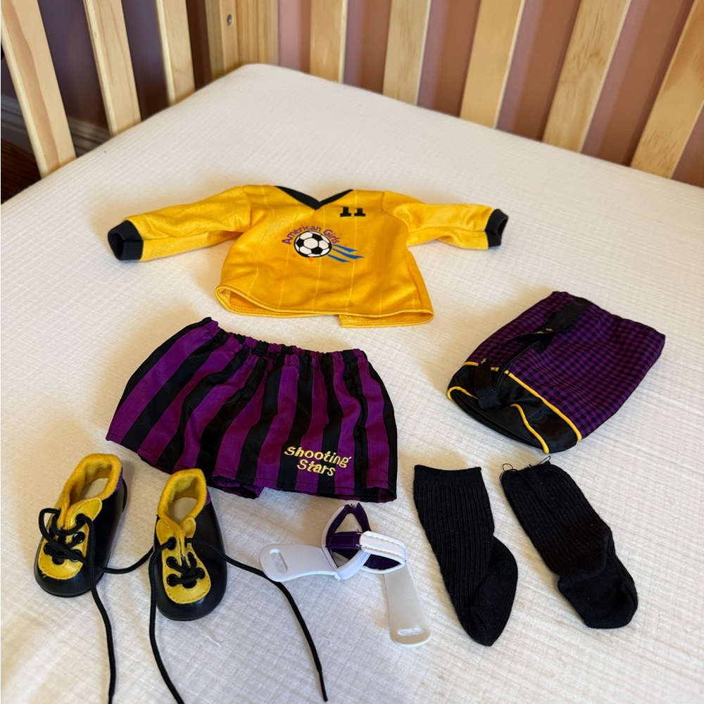 American Girl Yellow and Purple Soccer Outfit